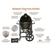 Barbecue Kamado Goldens en Fonte avec chariot de transport