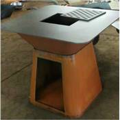 Brasero Ø100cm acier corten avec plancha carrée