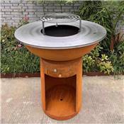 Brasero Ø100cm acier corten avec socle circulaire