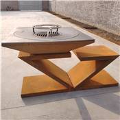 Brasero Double Z en acier corten avec plancha carrée 90x90cm