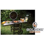 Barbecue Kamado Goldens en Fonte & chariot tablettes bois composite